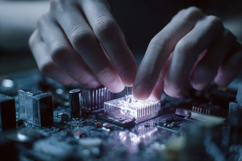 Hands easily clicking PC parts together like LEGOs answering is it hard to build a gaming PC Hands easily clicking PC parts together like LEGOs answering is it hard to build a gaming PC