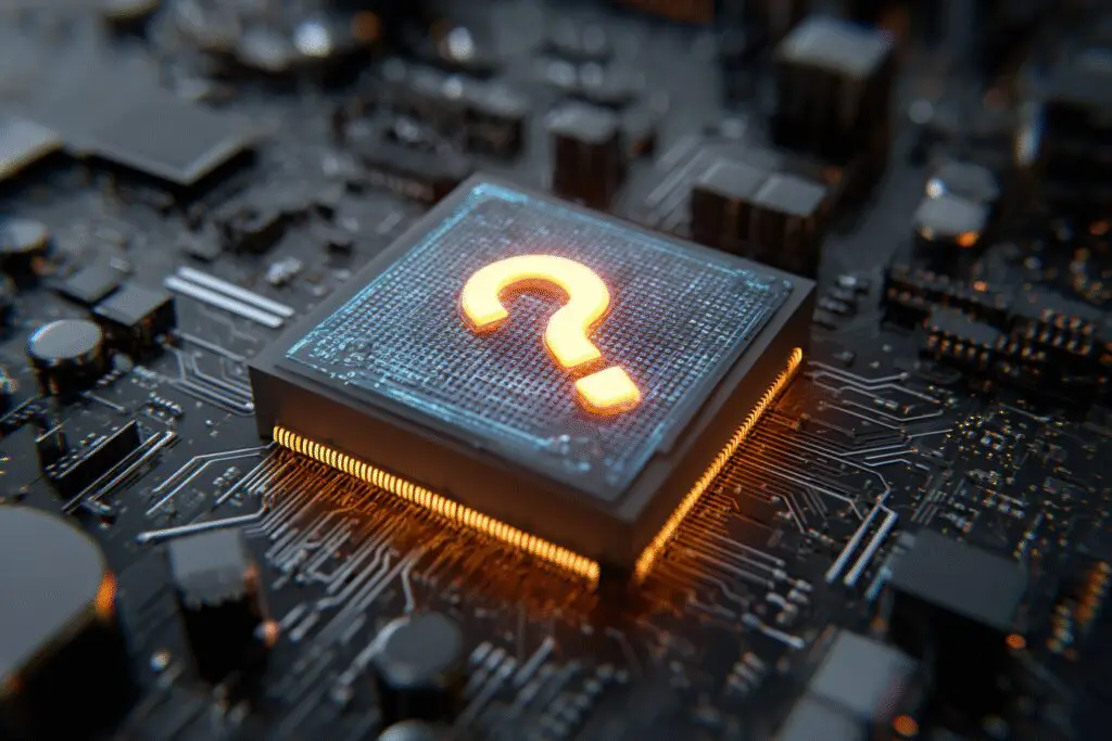 A GPU icon embedded on a CPU icon with a question mark asking is integrated graphics good for gaming