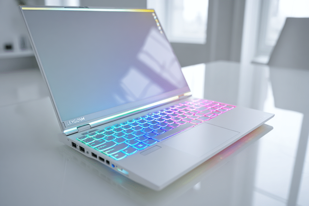 A Lenovo laptop as the only colored object in a white room a guide for the FAQ are Lenovo laptops good for gaming
