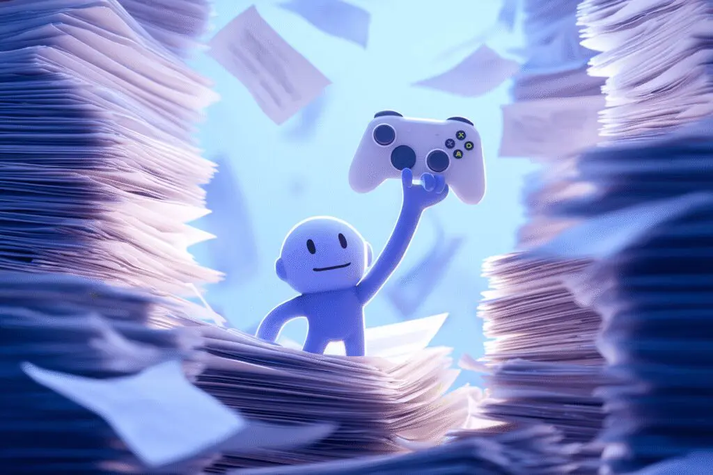 A Windows character choosing a game controller over paperwork illustrating the FAQ on how to optimize Windows 11 for gaming A Windows character choosing a game controller over paperwork illustrating the FAQ on how to optimize Windows 11 for gaming