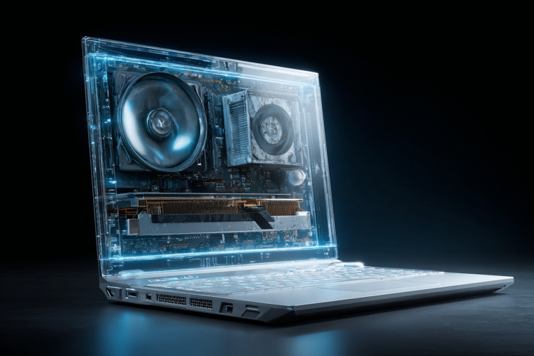 A laptop with new and old parts visible answering how long do gaming laptops last