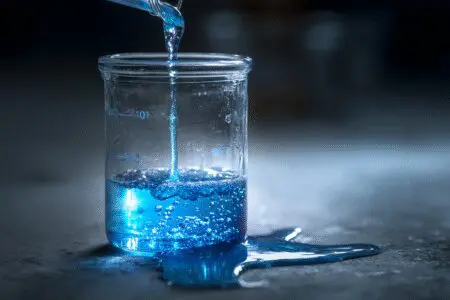 A leaking beaker of blue liquid a metaphor for what is a memory leak in gaming