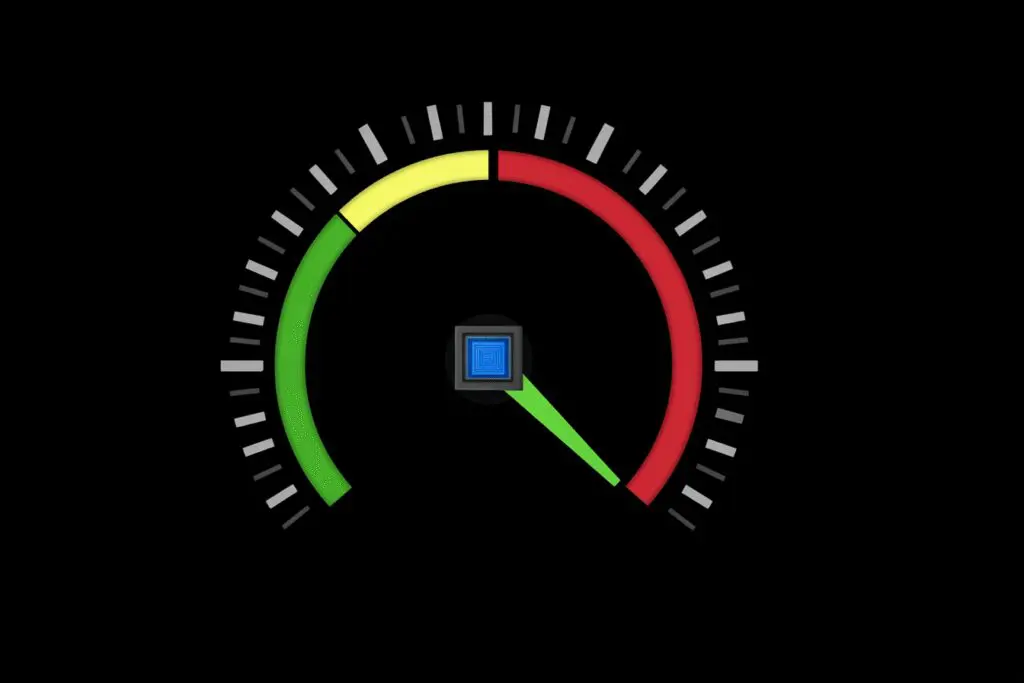 A speedometer needle pushed to maximum performance a visual for the FAQ is Intel Core i7 good for gaming