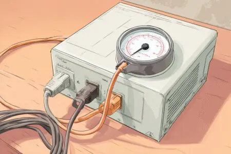 An ammeter measuring the power draw from a PSU illustrating how many amps does a gaming PC use