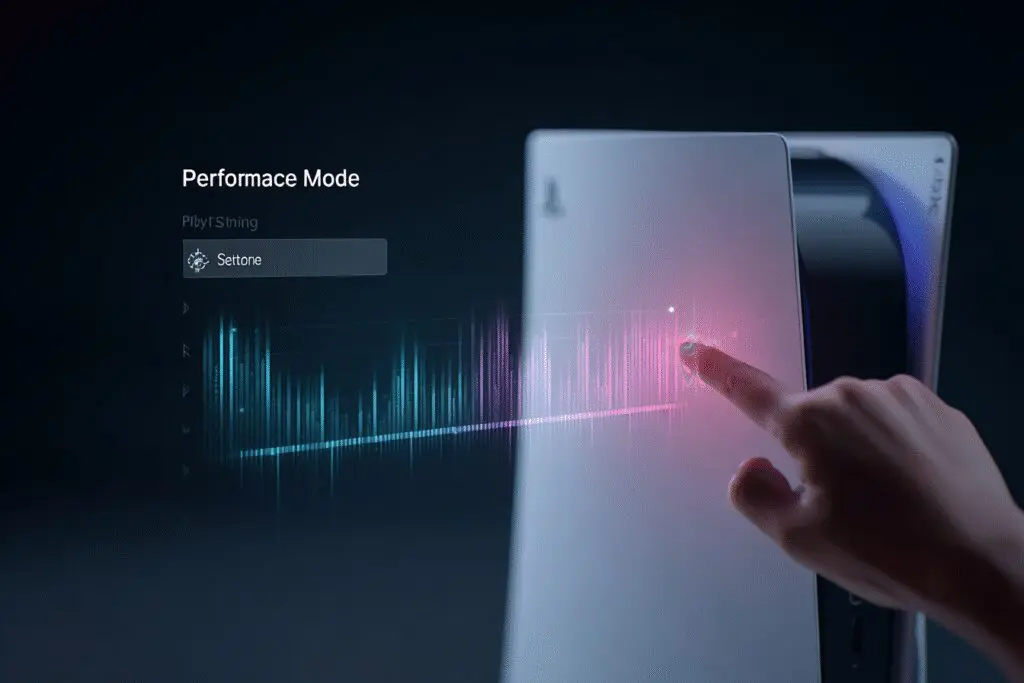 Selecting performance mode on a console to improve animation answering the FAQ on how to get 120 FPS on PS5 Selecting performance mode on a console to improve animation answering the FAQ on how to get 120 FPS on PS5