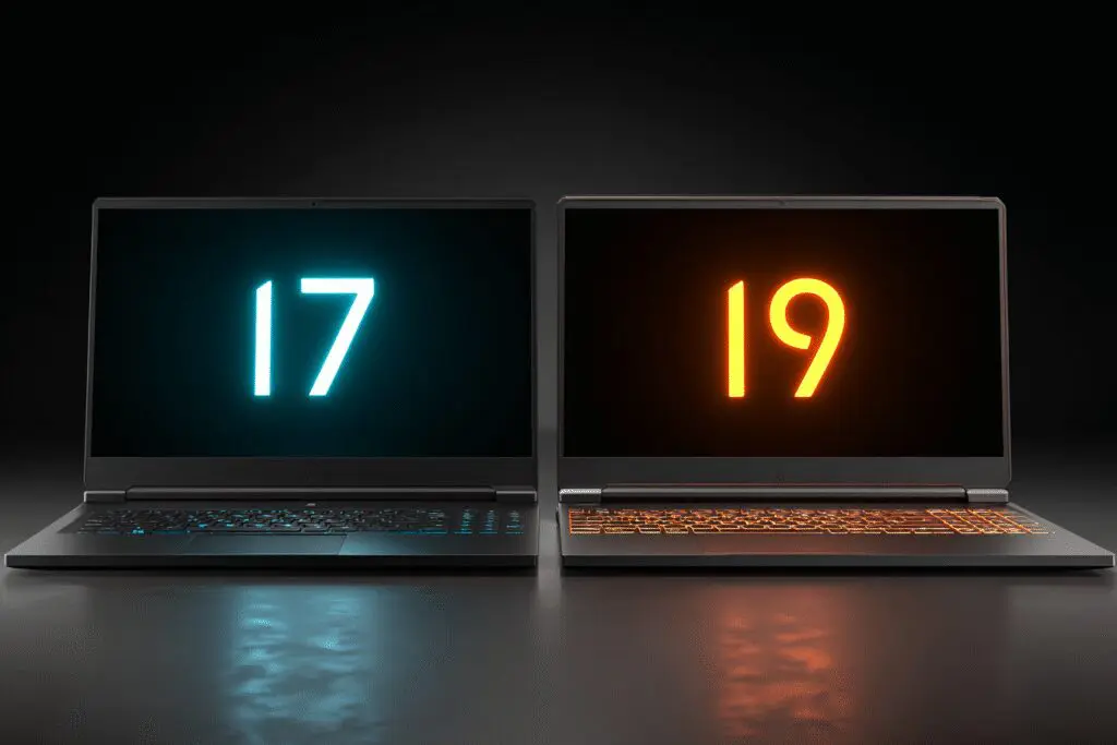 Two laptops with i7 and i9 icons and a question mark comparing is i7 or i9 better for gaming in laptops