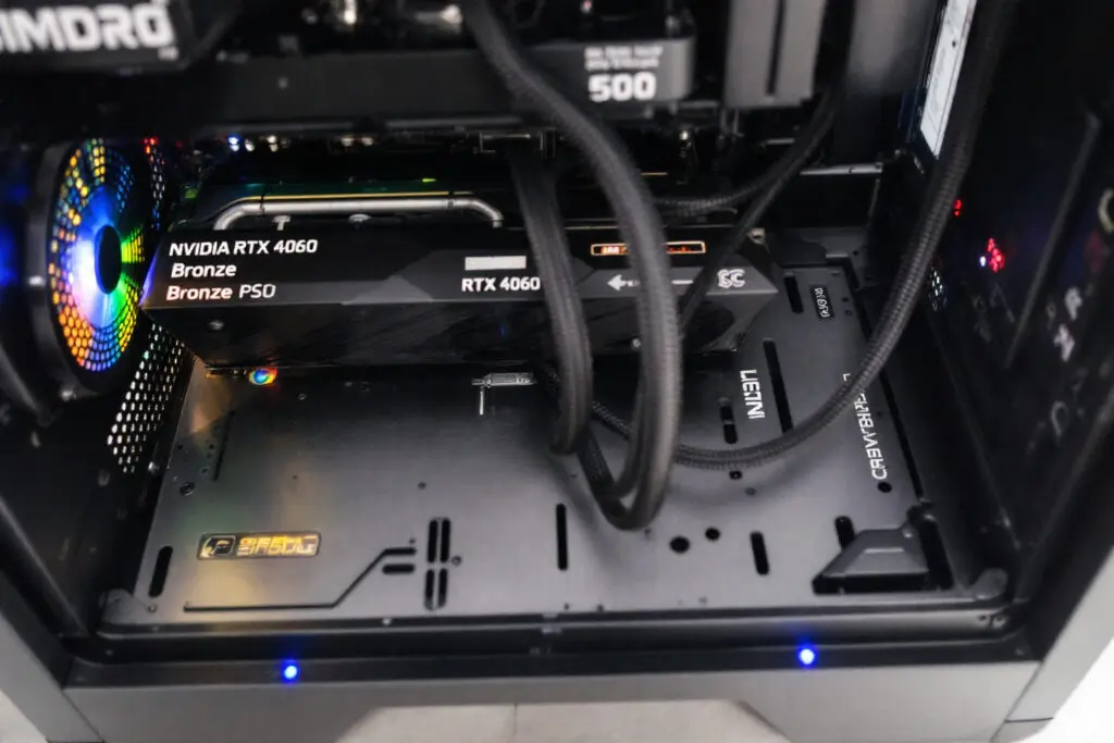 a balanced pc build showing a 550w psu representing the best power supply for an rtx 4060