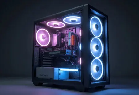 a computer case with floating question marks in the fan slots asking how many case fans do i need for a gaming pc