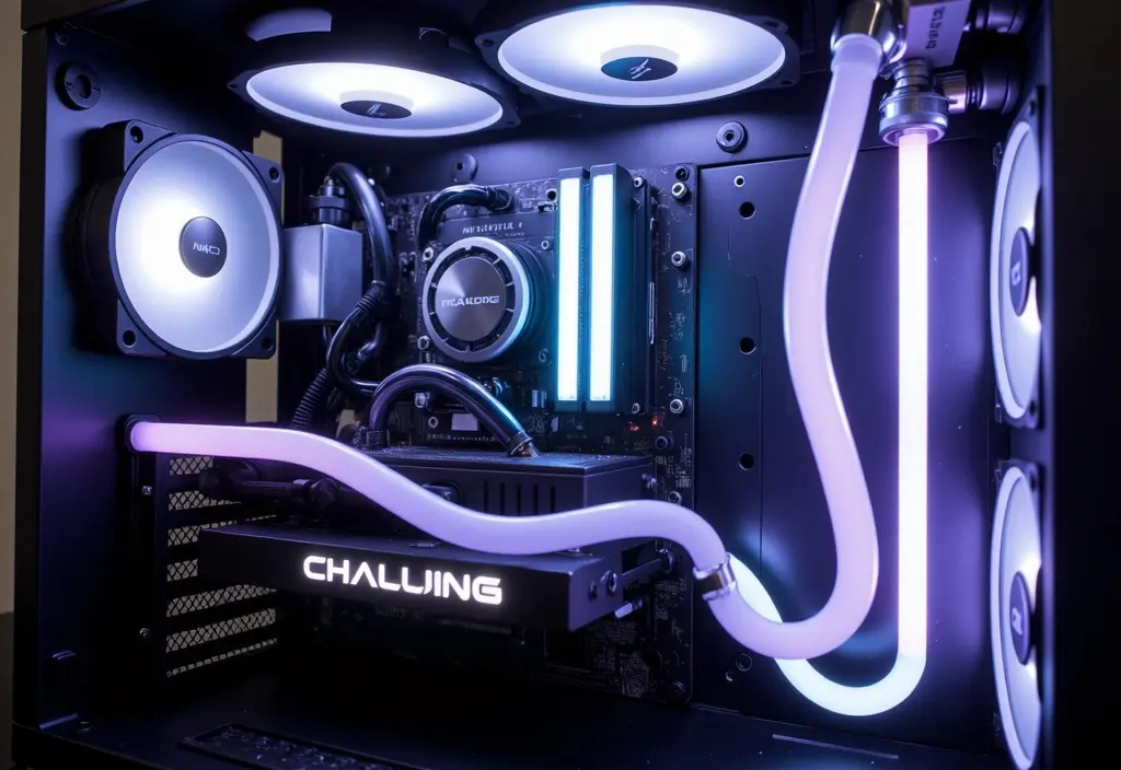 a custom liquid cooling loop in a gaming pc representing an answer to what is the best cpu cooler for gaming