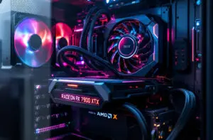 a high-end amd radeon rx 7900 xtx card powered by a 1000w psu representing the best power supply for an amd radeon rx 7900 xtx
