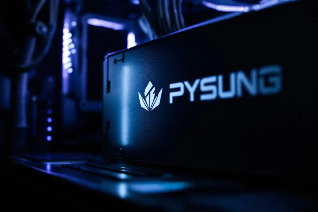 a high-end pc build clearly displaying the logo of one of the best psu brands for a gaming pc