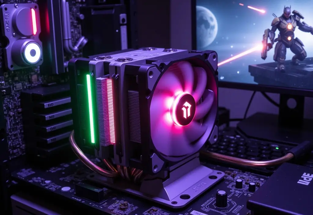 a high-performance cooler with rgb lighting inside a gaming pc representing the best cpu cooler for gaming