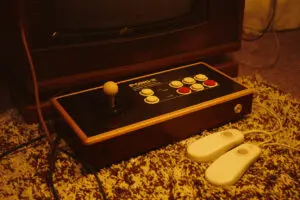 a vintage 1970s gaming console taking a look back in time to the first gaming console