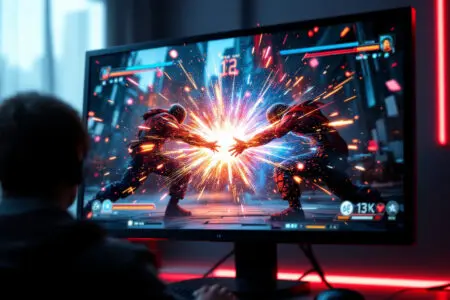 a flawless image of a fighting games special move on a monitor demonstrating the smooth performance of what is amd freesync