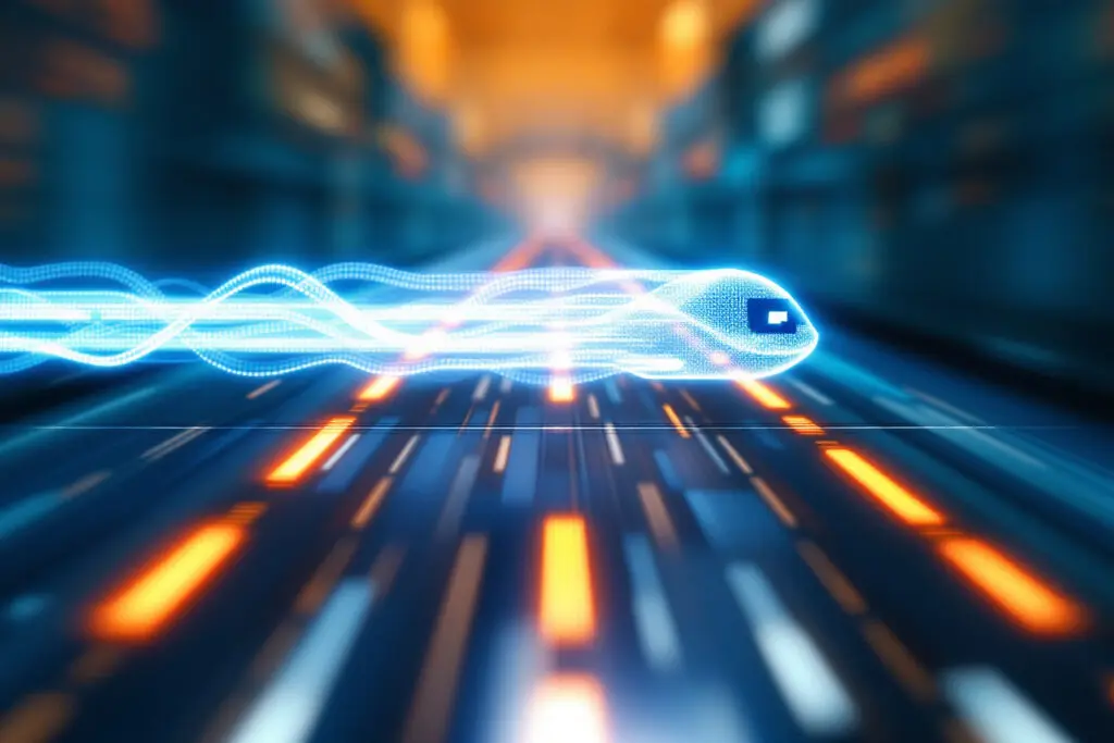 a retro pixel art character on a monitor leaving a visible ghost trail visually explaining the concept of monitor response time and ghosting