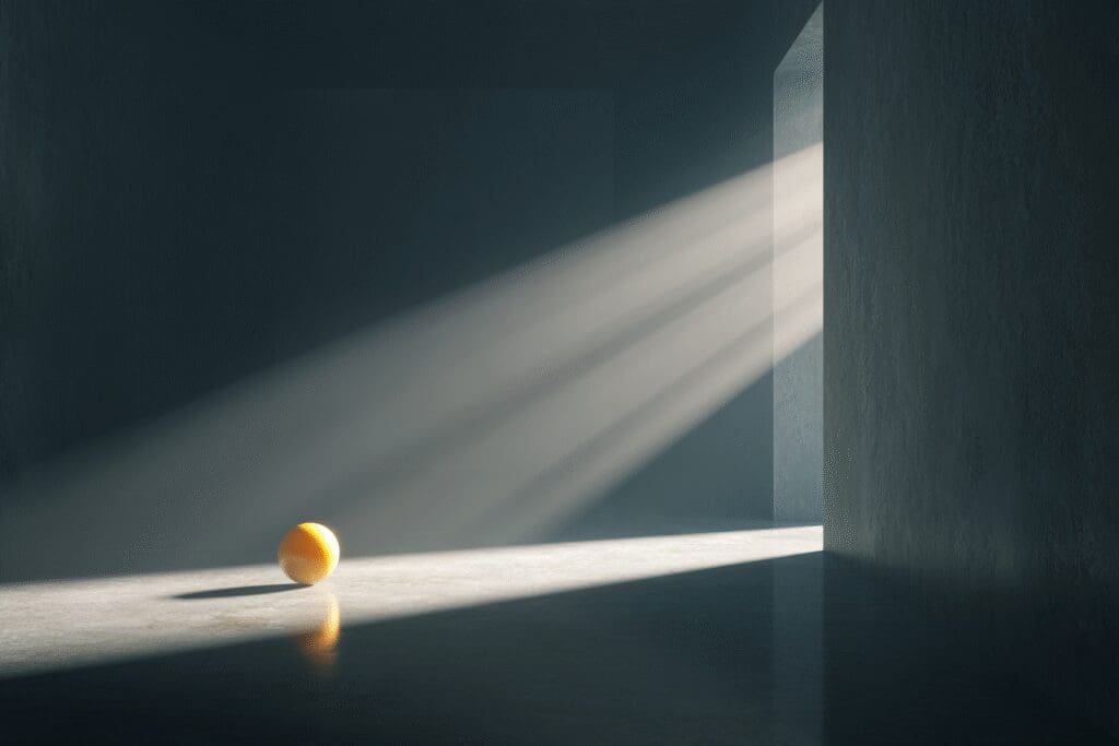 A ball of light bouncing realistically around a room explaining the FAQ on what is Ray Tracing in gaming