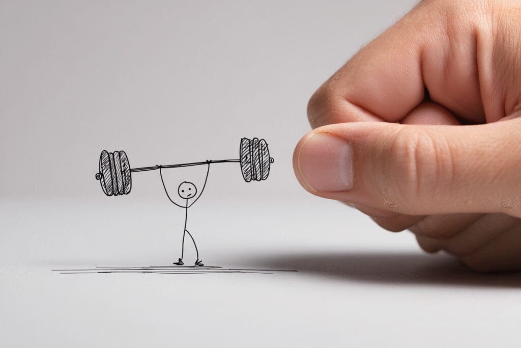 A coach giving a stick figure a heavier weight answering the FAQ on how to improve PC performance for gaming