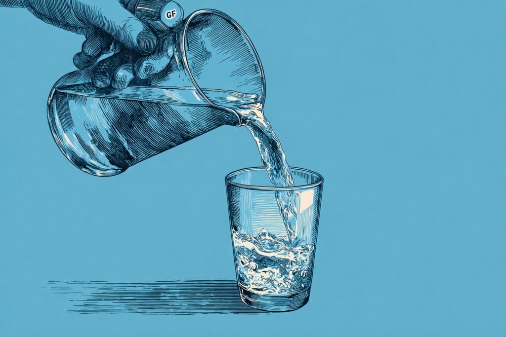 A hand refilling a glass of water a metaphor for the FAQ on how to refresh a graphics card