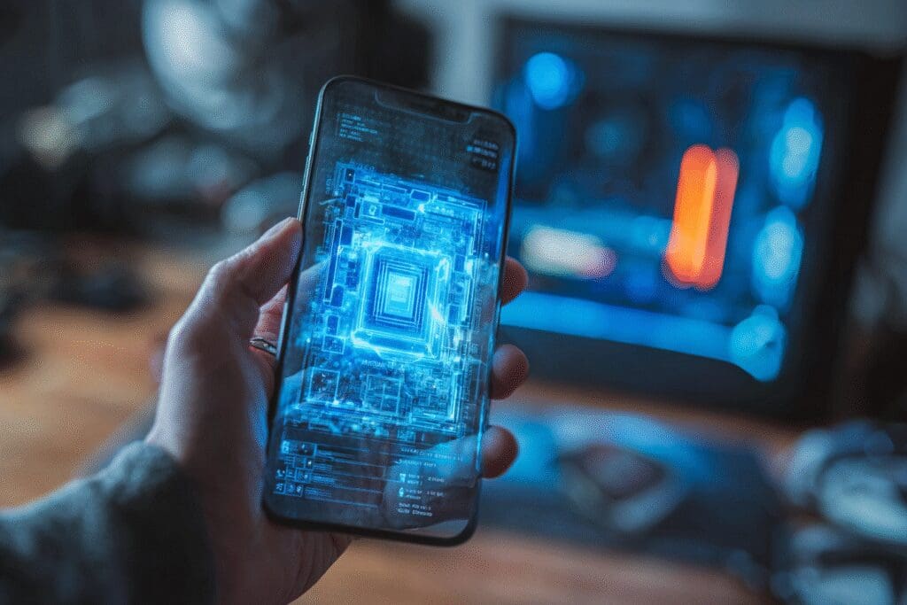 A phone app scanning a PC to identify the GPU a visual guide for the FAQ on how to see what graphics card you have