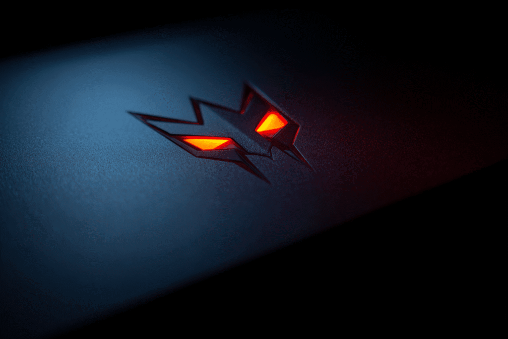 An Acer laptop lid with a glowing logo like a predators eyes illustrating the answer to the FAQ is Acer a good laptop brand for gaming
