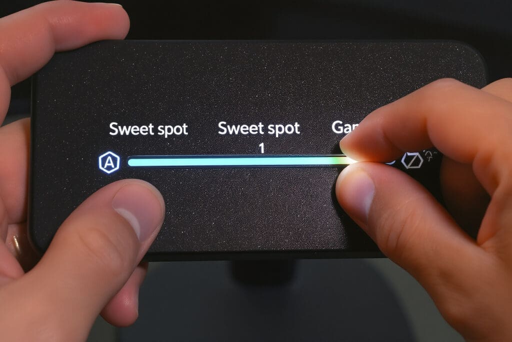 a hand adjusting a monitor refresh rate slider to a sweet spot illustrating what is the best hz for gaming