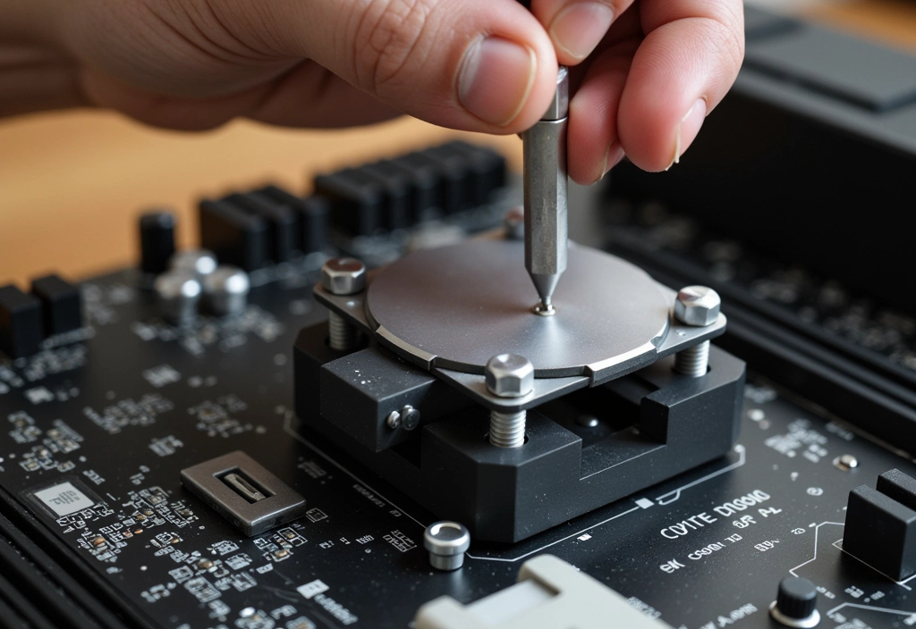 hands tightening cpu cooler screws demonstrating how to install a cpu cooler